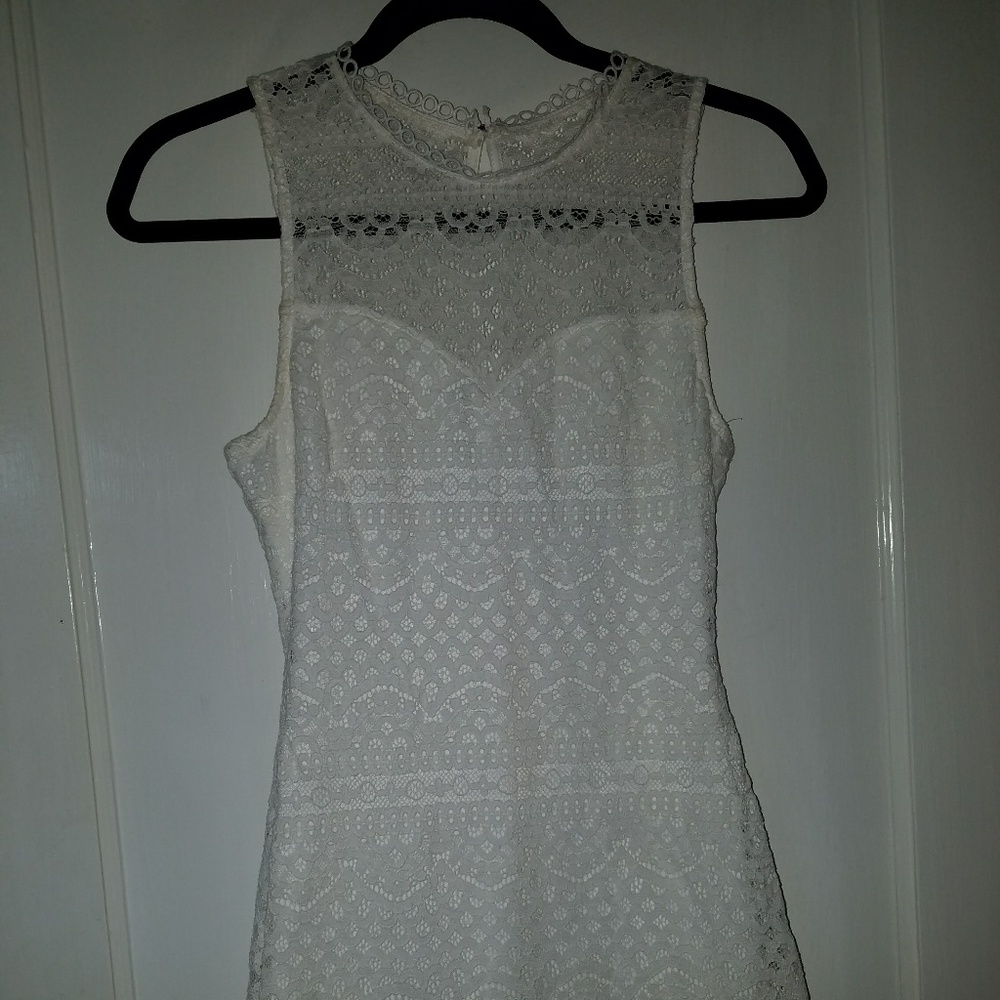 Miami White Spring Formal Peplum Prom Dress
